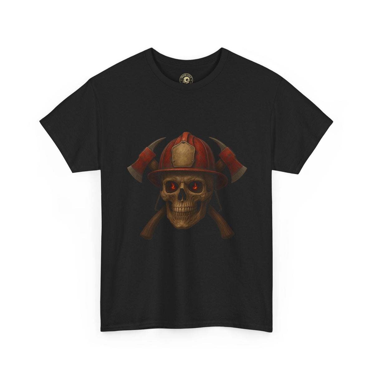 Skull Firefighter Tee, Unisex Heavy Cotton Shirt, Firefighter Gift, Halloween Costume T-Shirt, Unique Graphic Tee, Casual Wear