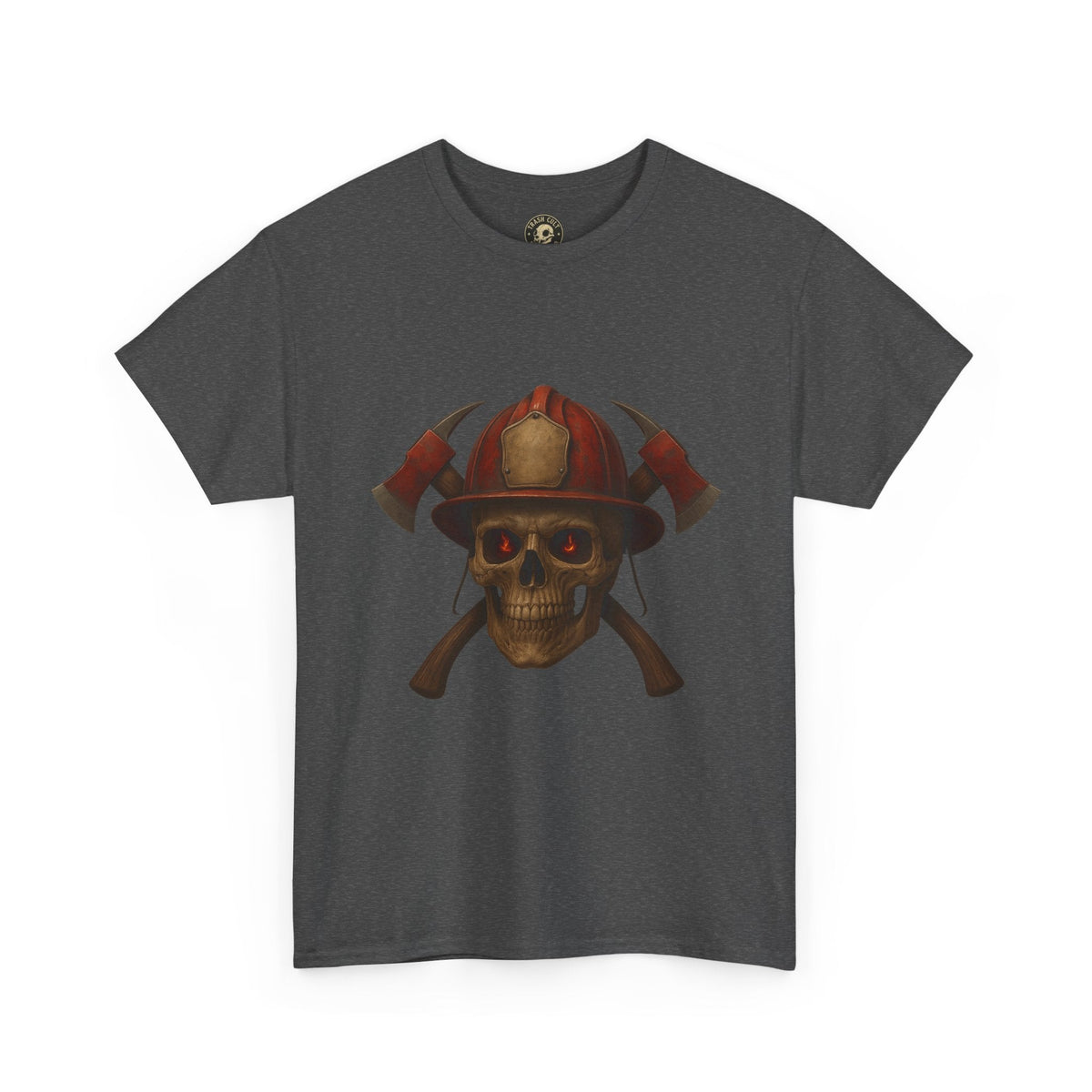 Skull Firefighter Tee, Unisex Heavy Cotton Shirt, Firefighter Gift, Halloween Costume T-Shirt, Unique Graphic Tee, Casual Wear