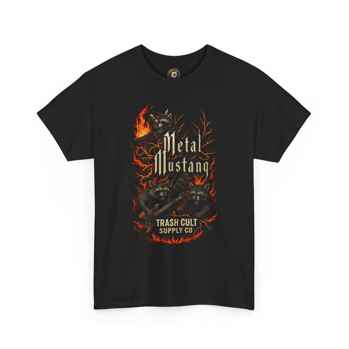 Trash Cult Supply Co X Metal Mustang Raccoon Chaos Band T-Shirt
