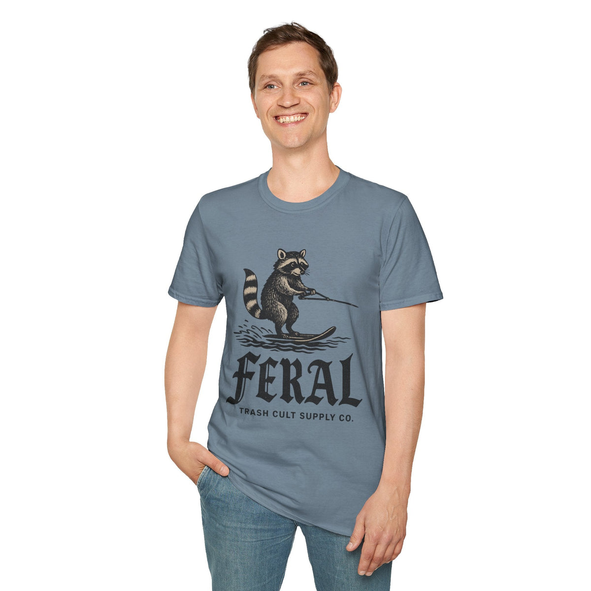Feral Water Skiing Raccoon Vintage Shirt – Trash Cult Supply Co. | Gildan 2000 Softstyle