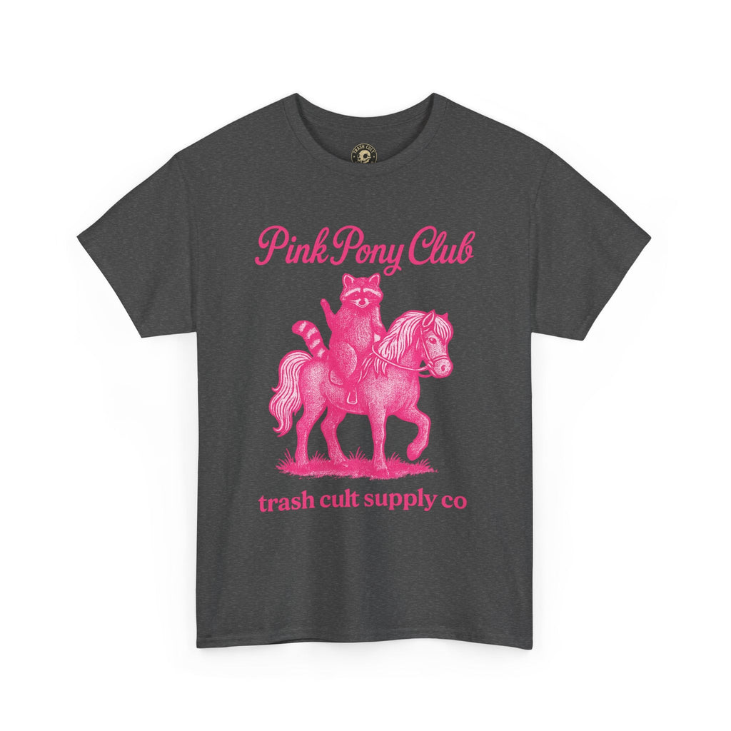 Pink Pony Club Raccoon Riding Pony Shirt – Vintage Hot Pink Halftone Tee by Trash Cult Supply Co