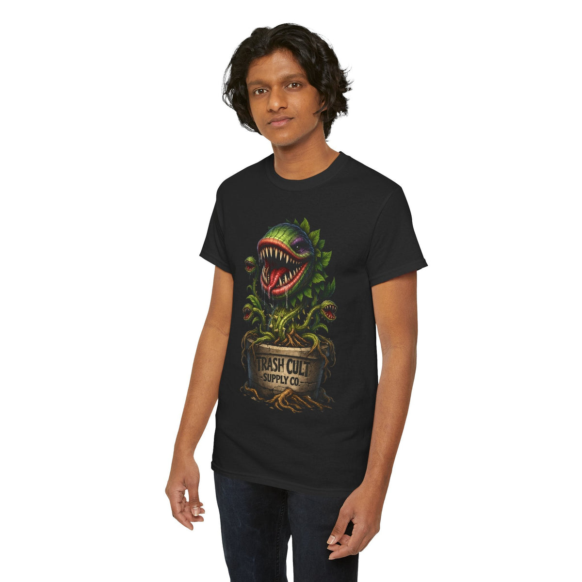 Carnivorous Plant Graphic Tee — "Trash Cult Supply Co." Potted Monster Shirt