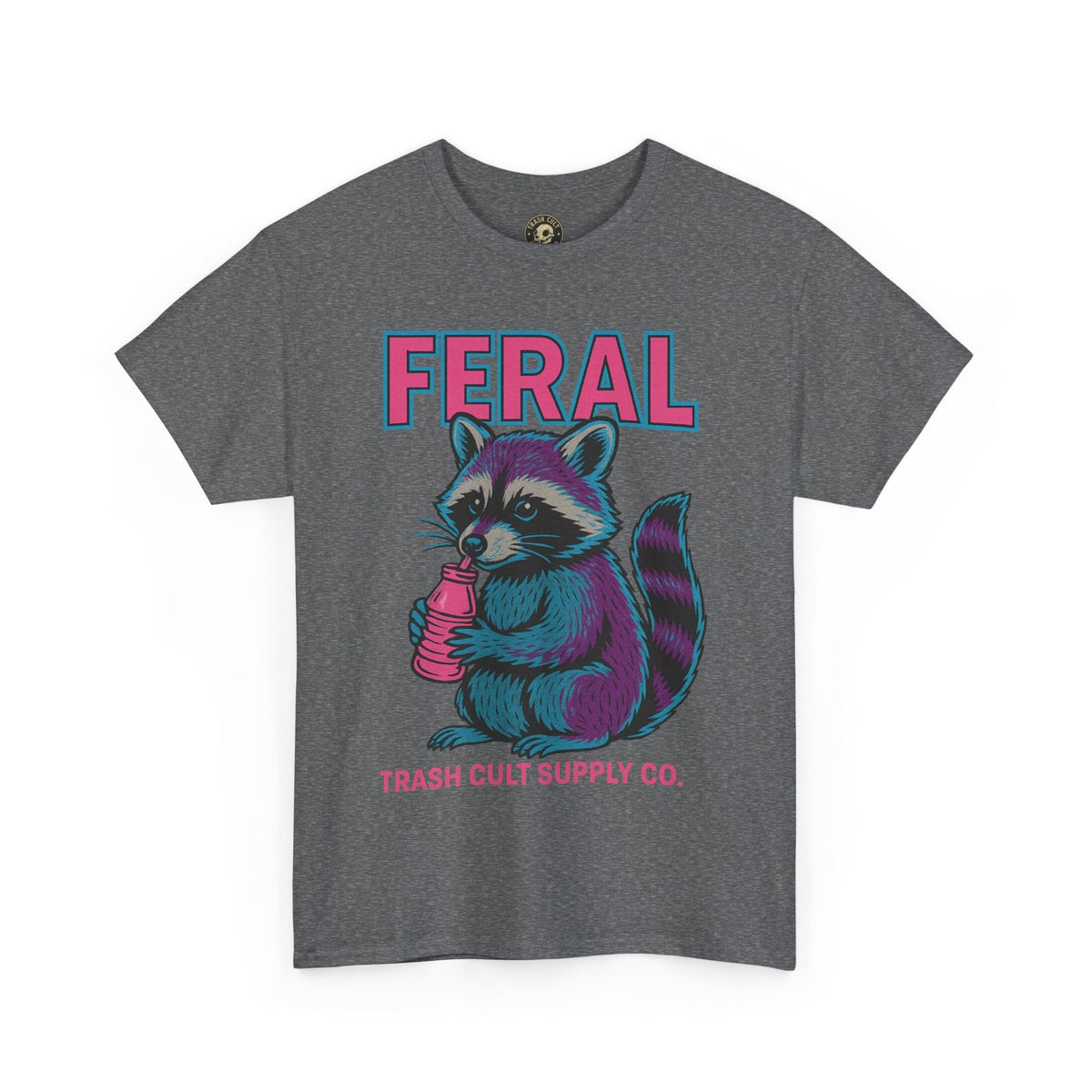 FERAL Raccoon 80s Retro Shirt – Trash Cult Supply Co. – Gildan 5000 Tee