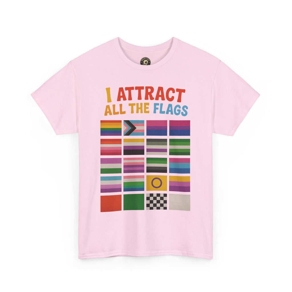 I Attract All The Flags LGBTQ Pride T-Shirt – Funny Inclusivity Shirt – Gildan 5000