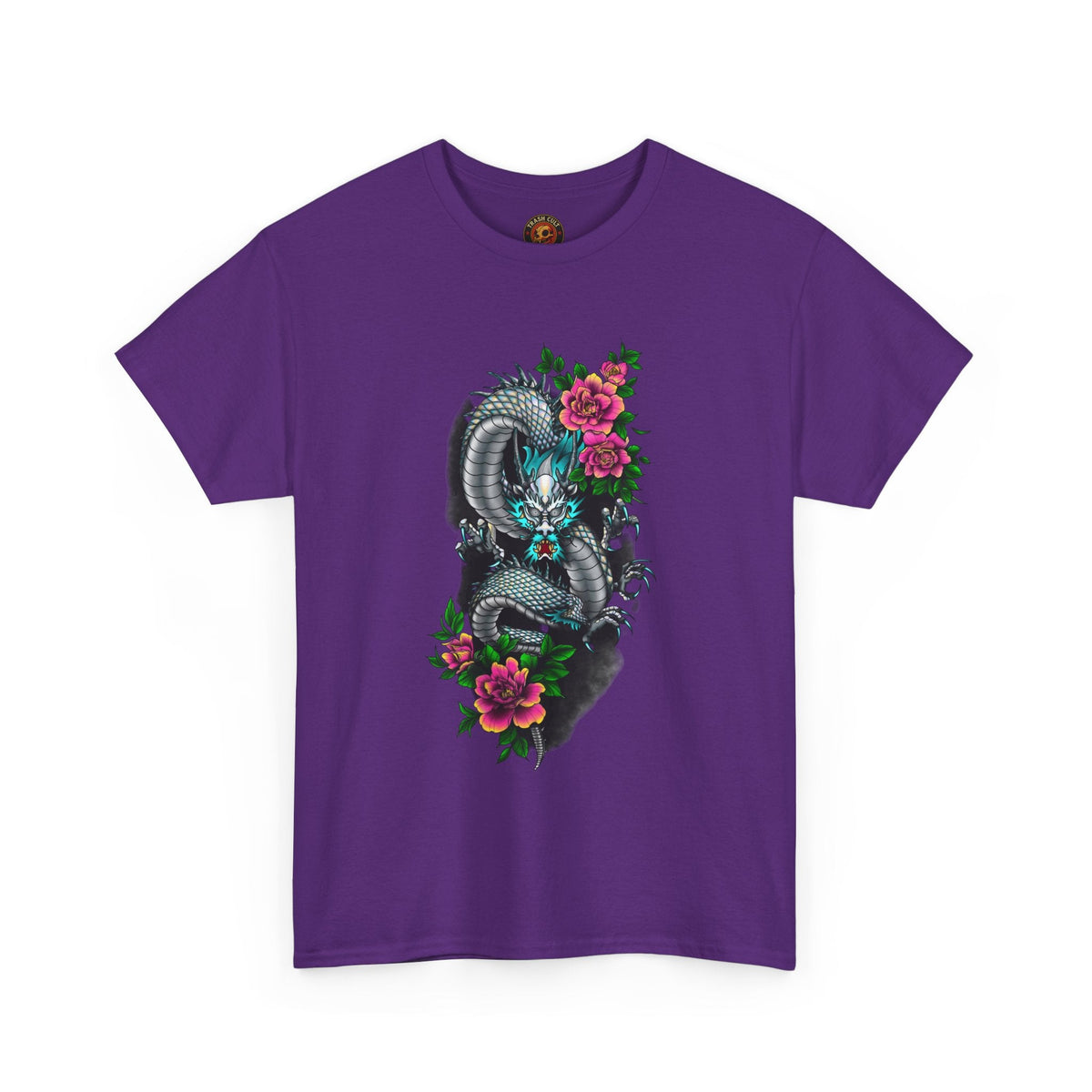 Mythic Dragon & Peonies Tattoo T-Shirt – Lara Davenport x Trash Cult Supply Co. Collab (Gildan 5000)