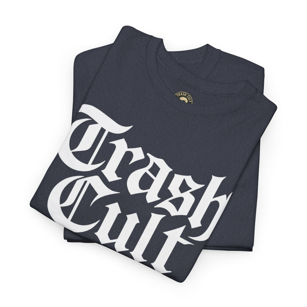 Trash Cult Gothic Logo Shirt – White Cyber Gothic Print on Gildan 5000