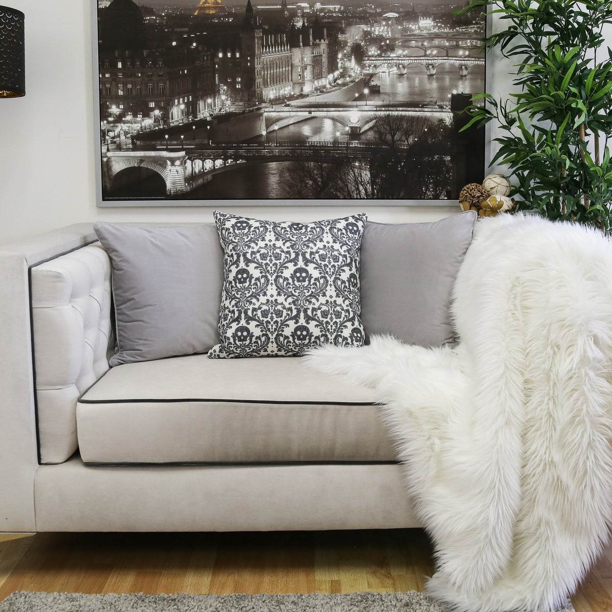Baroque Skull Throw Pillow