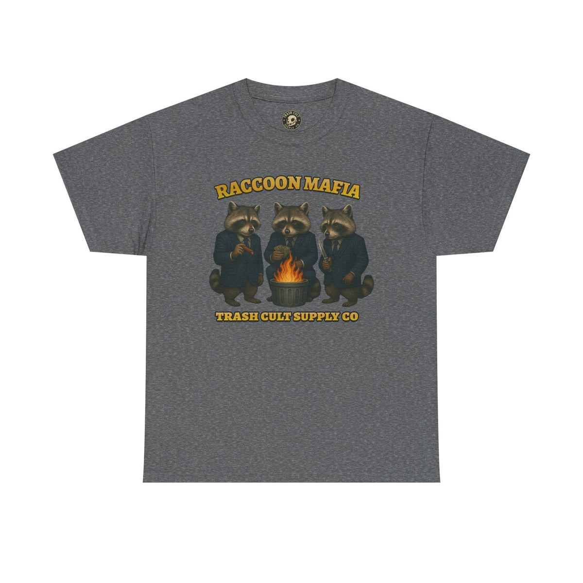 Raccoon Mafia T-Shirt – Realistic Gangster Raccoons in Suits | Trash Cult Supply Co | Gildan 5000