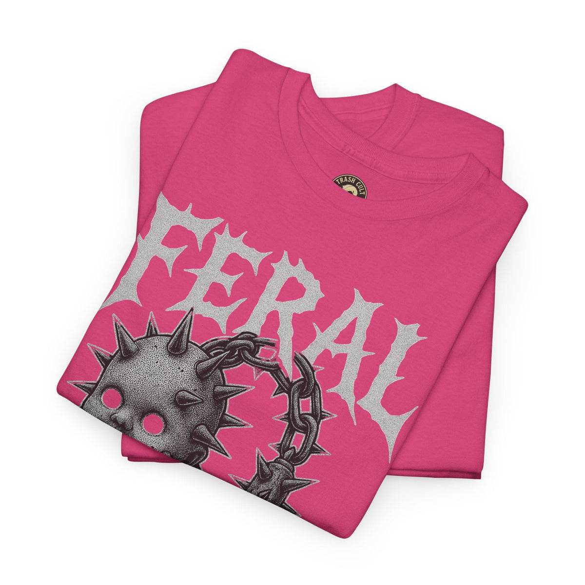 FERAL Spiked Doll Flail Tee – Halftone Gothic Weapon Shirt | Trash Cult Supply Co. | Gildan 5000