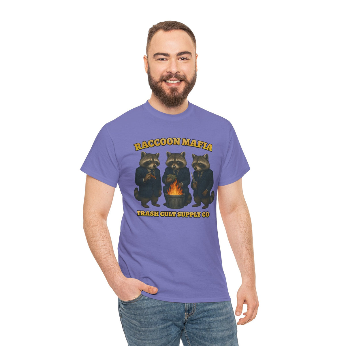 Raccoon Mafia T-Shirt – Realistic Gangster Raccoons in Suits | Trash Cult Supply Co | Gildan 5000