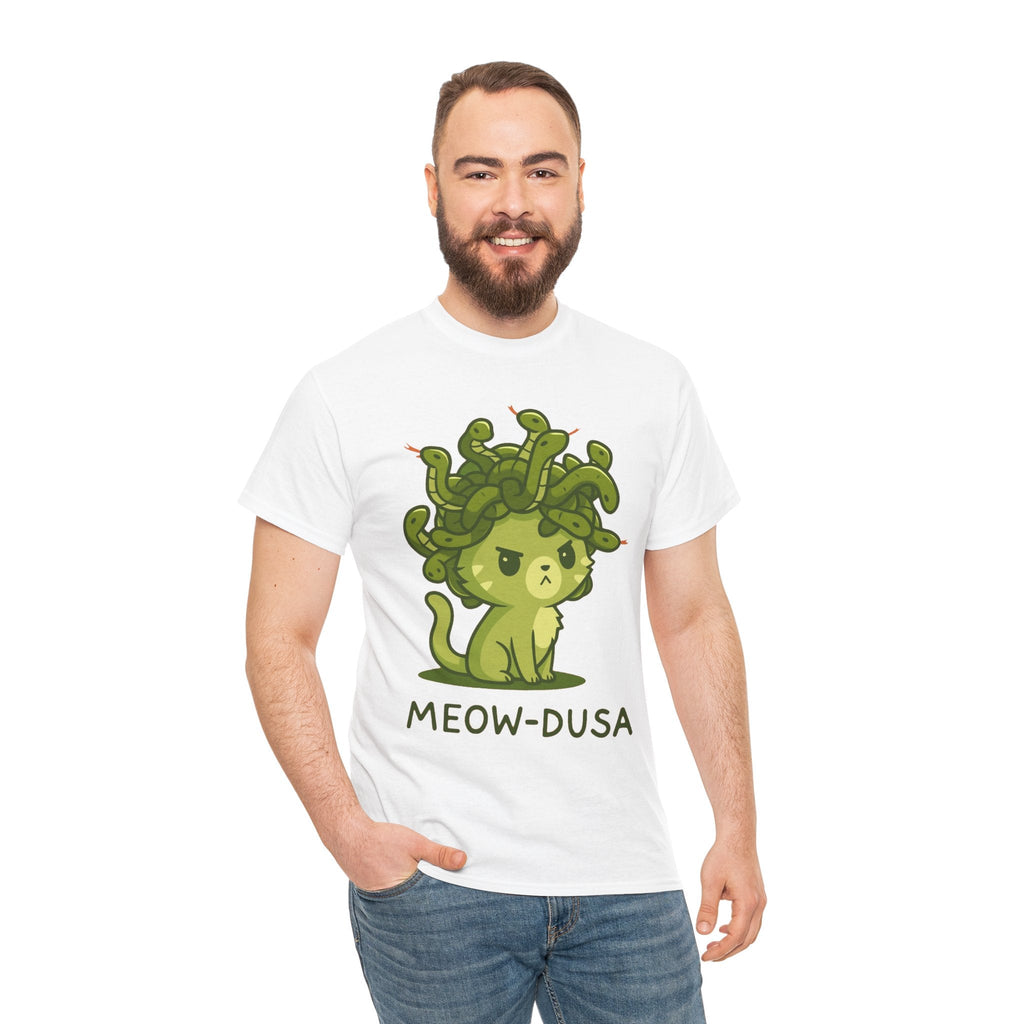 Meow-dusa Funny Cat Medusa T-Shirt – Gildan 5000 Heavy Cotton Tee