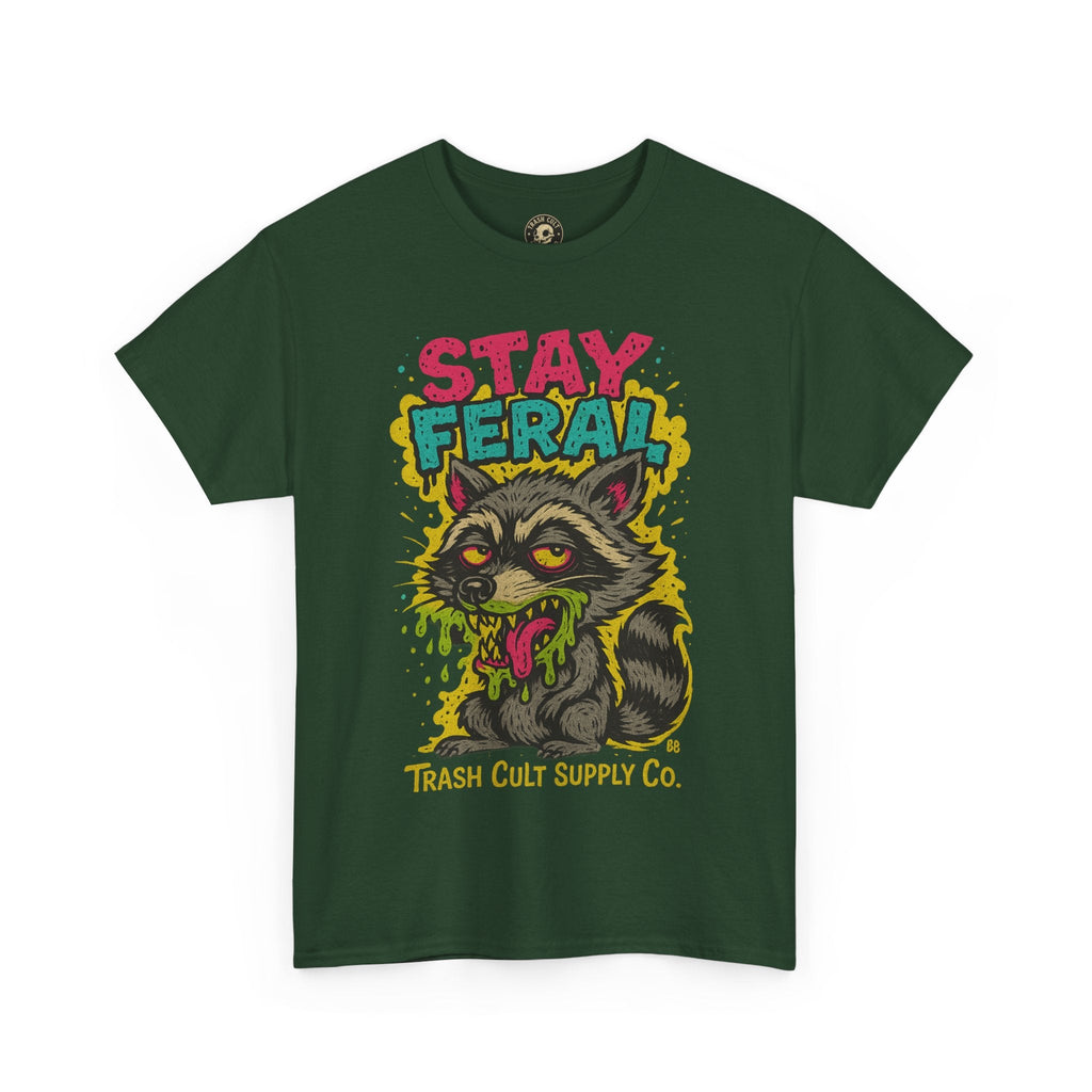 Stay Feral Raccoon Lowbrow Tee – Trash Cult Supply Co. | Gildan 5000