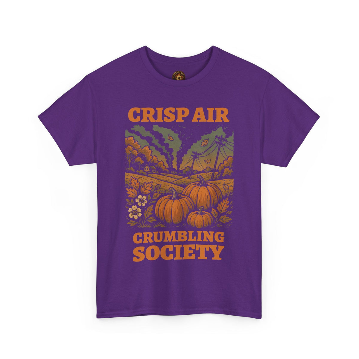 Crisp Air Crumbling Society Shirt – Dystopian Fall Pumpkin Tee – Fall of Humanity Collection – Trash Cult Supply Co.