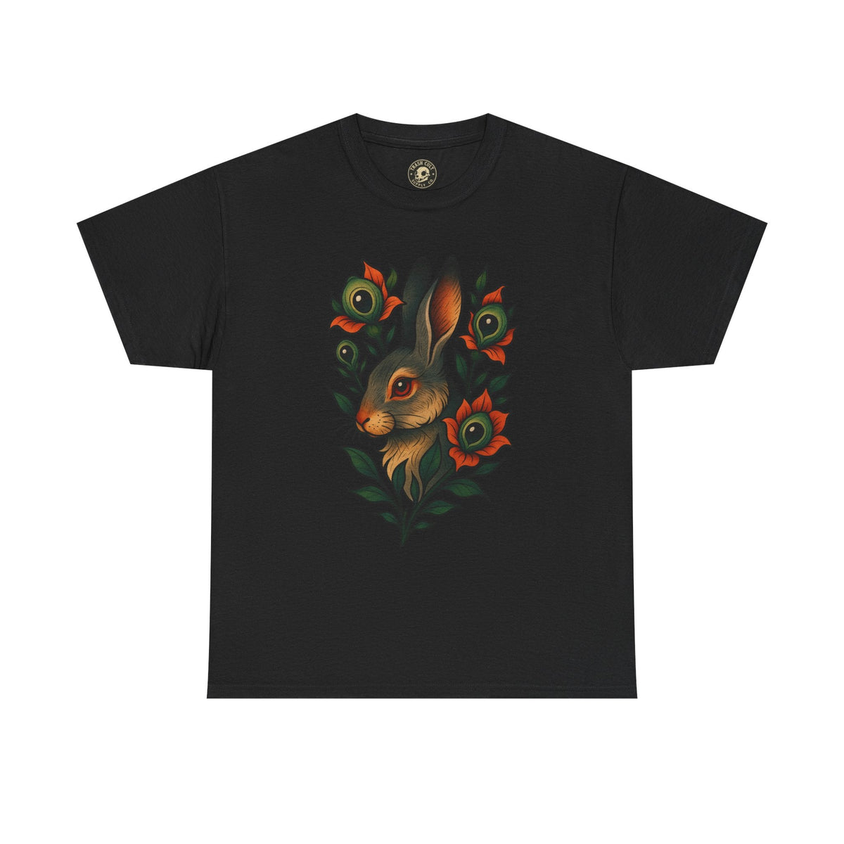 Whimsical Rabbit Floral Tee, Nature Lover Gift, Casual Wear, Eco-Friendly Fashion, Unique Graphic T-Shirt, Year-Round Style