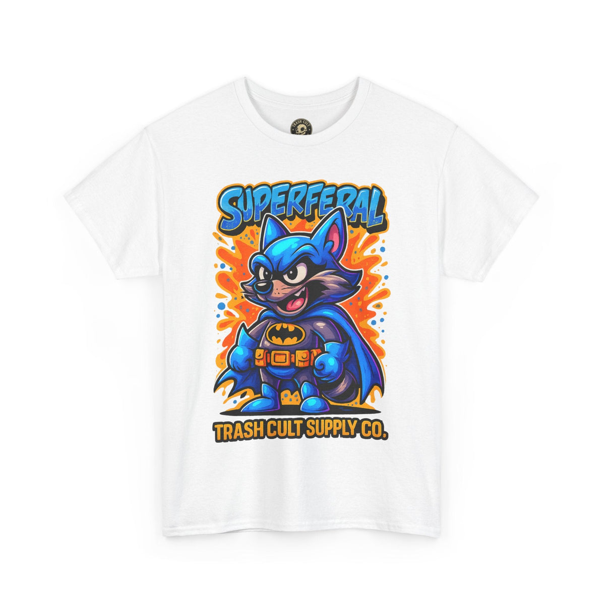 SuperFeral Raccoon Graffiti Shirt – Bold New School Superhero Streetwear | Trash Cult Supply Co