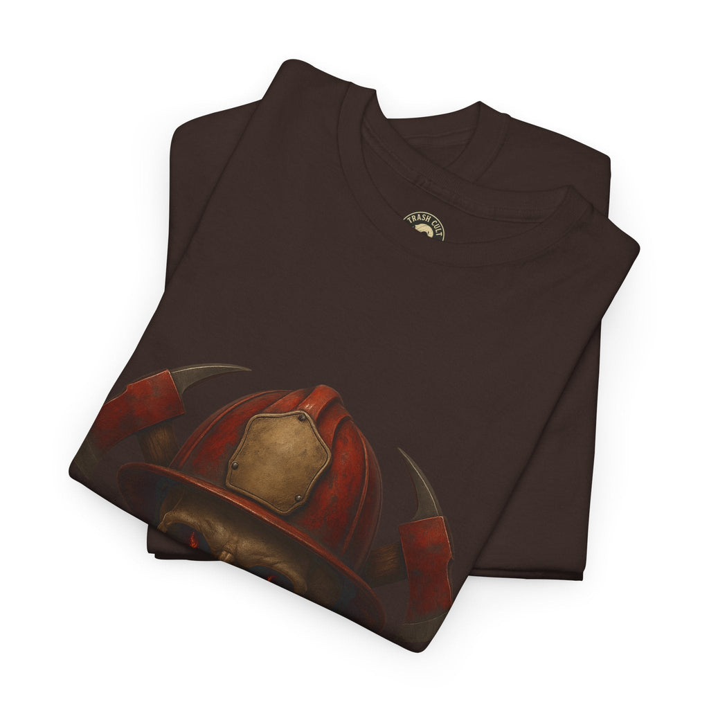 Skull Firefighter Tee, Unisex Heavy Cotton Shirt, Firefighter Gift, Halloween Costume T-Shirt, Unique Graphic Tee, Casual Wear