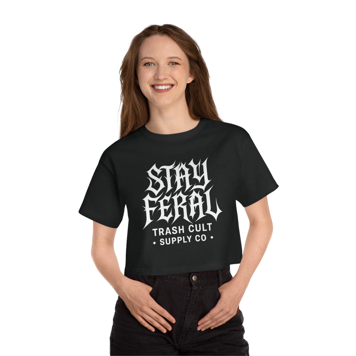 Stay Feral Cropped T-Shirt | Edgy Women's Fashion, Urban Streetwear, Casual Summer Top, Gifts for Friends, Alternative Style