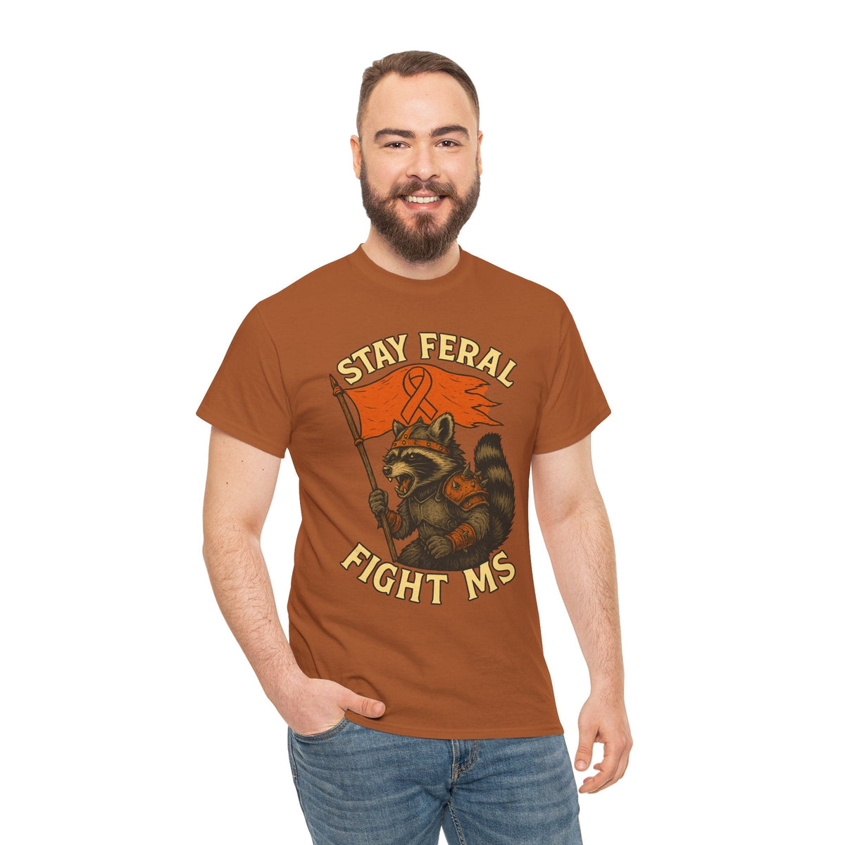 Stay Feral Fight MS Raccoon warrior shirt