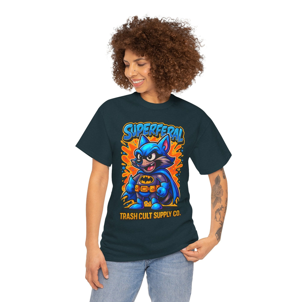 SuperFeral Raccoon Graffiti Shirt – Bold New School Superhero Streetwear | Trash Cult Supply Co