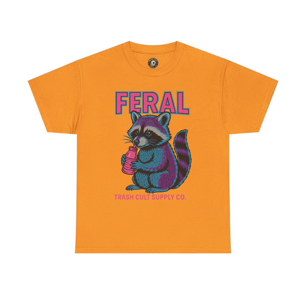 FERAL Raccoon 80s Retro Shirt – Trash Cult Supply Co. – Gildan 5000 Tee