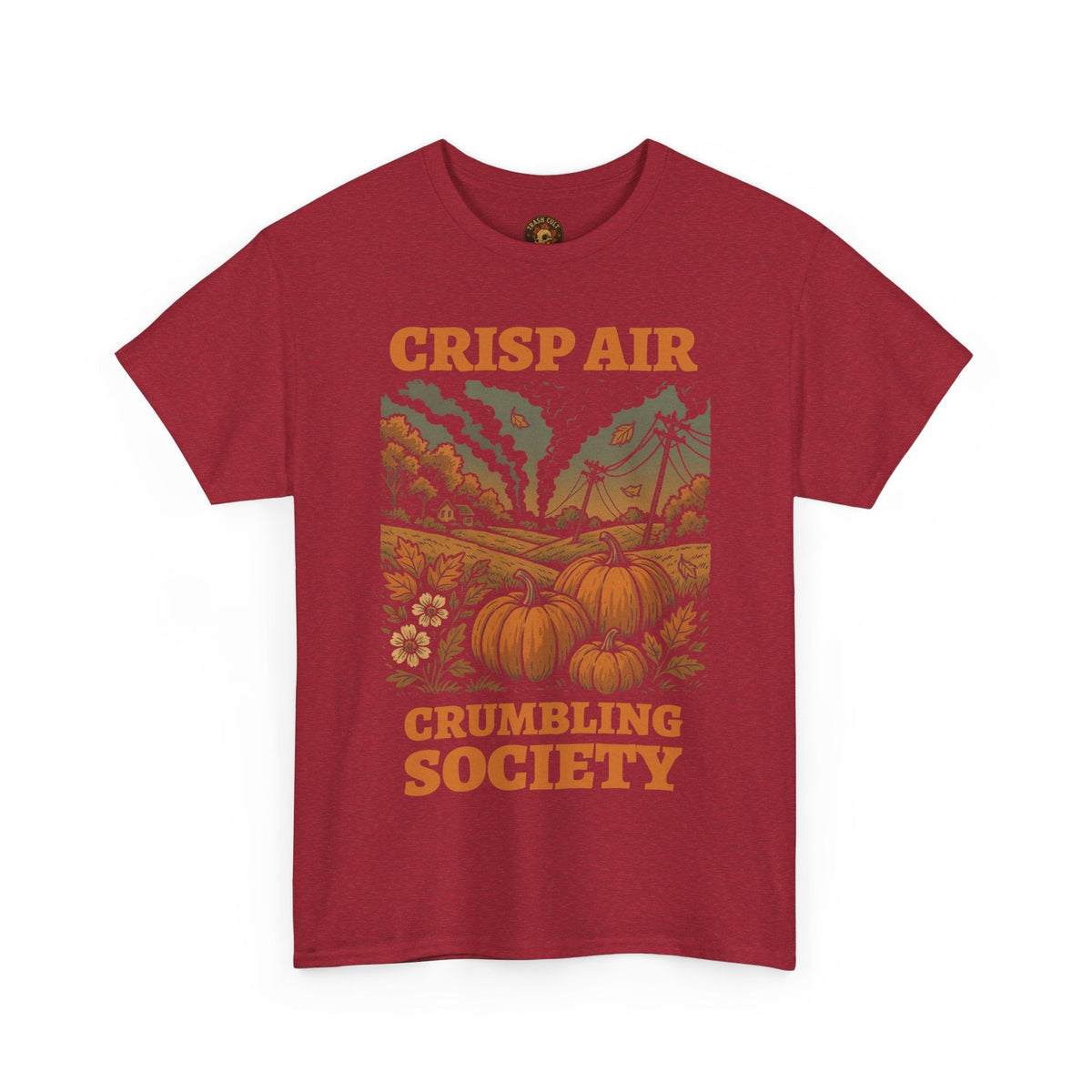 Crisp Air Crumbling Society Shirt – Dystopian Fall Pumpkin Tee – Fall of Humanity Collection – Trash Cult Supply Co.