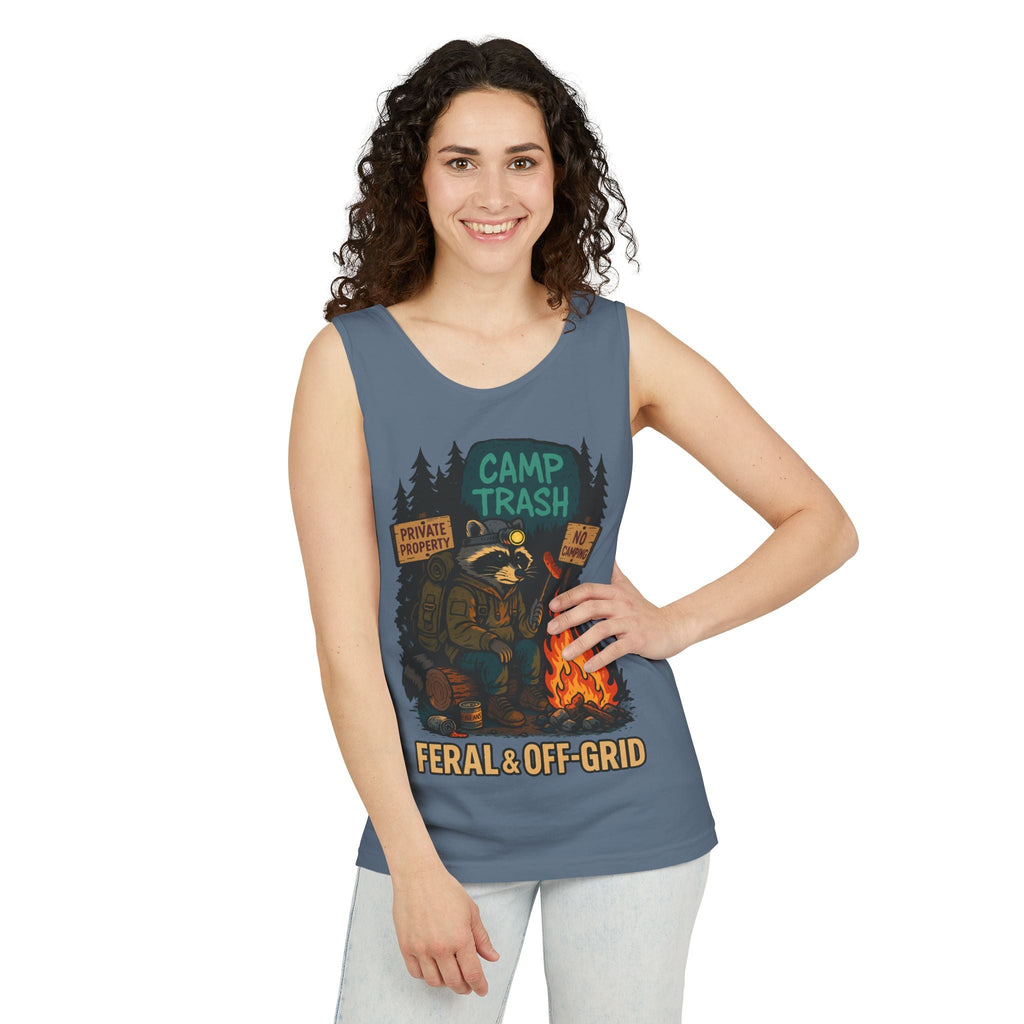 Camp Trash Raccoon Tank Top – Feral & Off-Grid Summer Shirt by Trash Cult