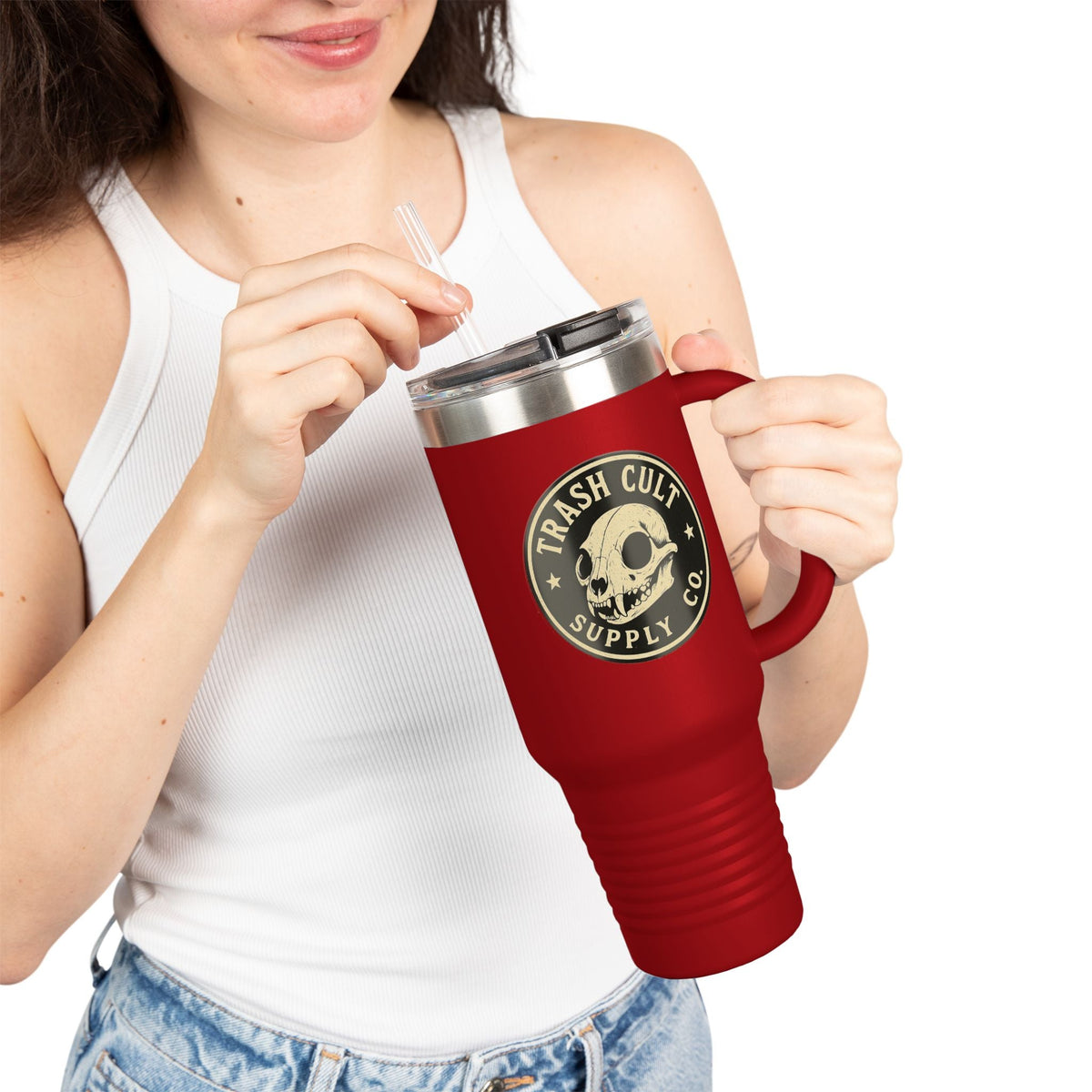 40oz Insulated Travel Mug with Handle – Leak-Proof Stainless Steel Tumbler for Hot & Cold Drinks | Trash Cult / FERAL Edition