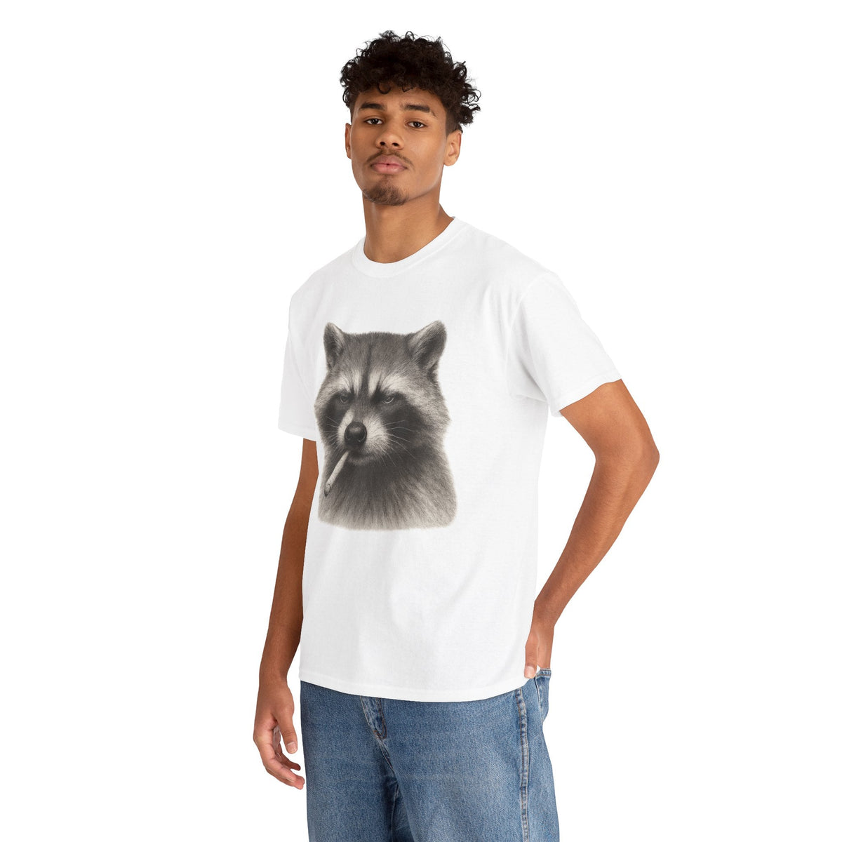 Dirty Harry Raccoon Halftone Shirt – Soft Grit Aesthetic, Smoking Trash Panda Graphic Tee