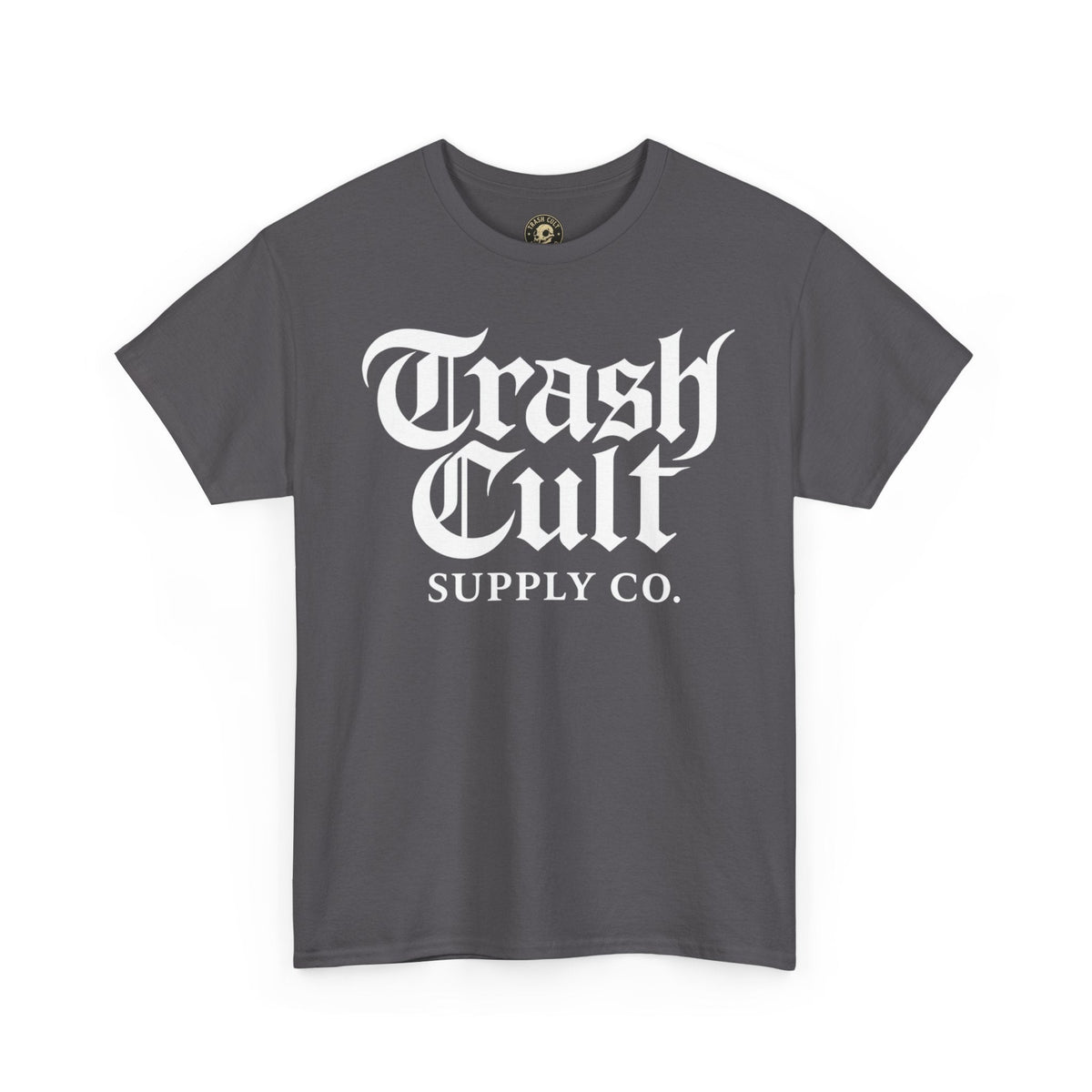 Trash Cult Gothic Logo Shirt – White Cyber Gothic Print on Gildan 5000