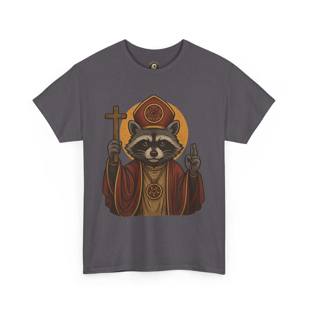 Holy Raccoon Pope Shirt – Funny Cult Priest Graphic Tee – Gildan 5000 Unisex