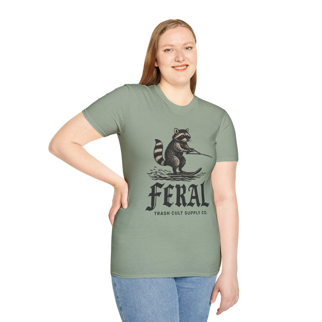 Feral Water Skiing Raccoon Vintage Shirt – Trash Cult Supply Co. | Gildan 2000 Softstyle
