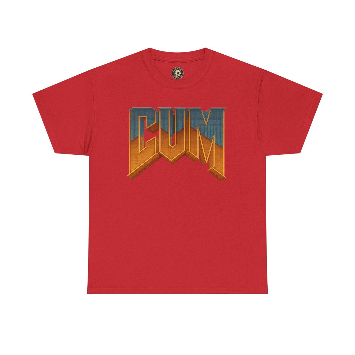 CUM Parody Metal Logo Shirt – Doom-Inspired Retro Gamer Tee on Gildan 5000