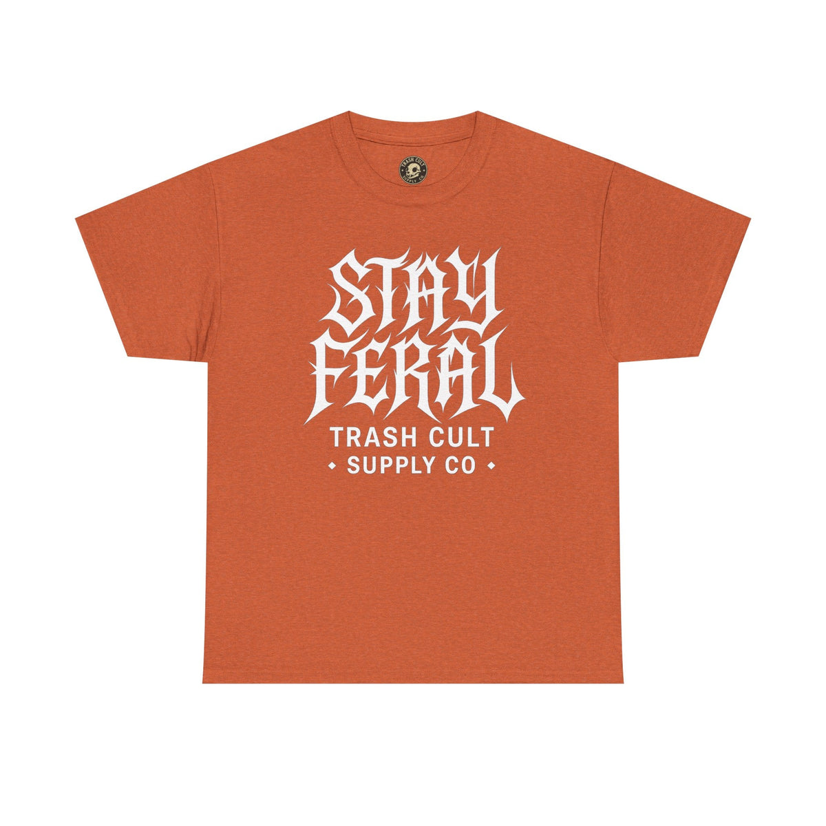 Unisex Heavy Cotton Tee - Stay Feral Graphic Tee, Streetwear Shirt, Gift for Wild Spirits, Eco-Friendly Casualwear, Summer Fashion