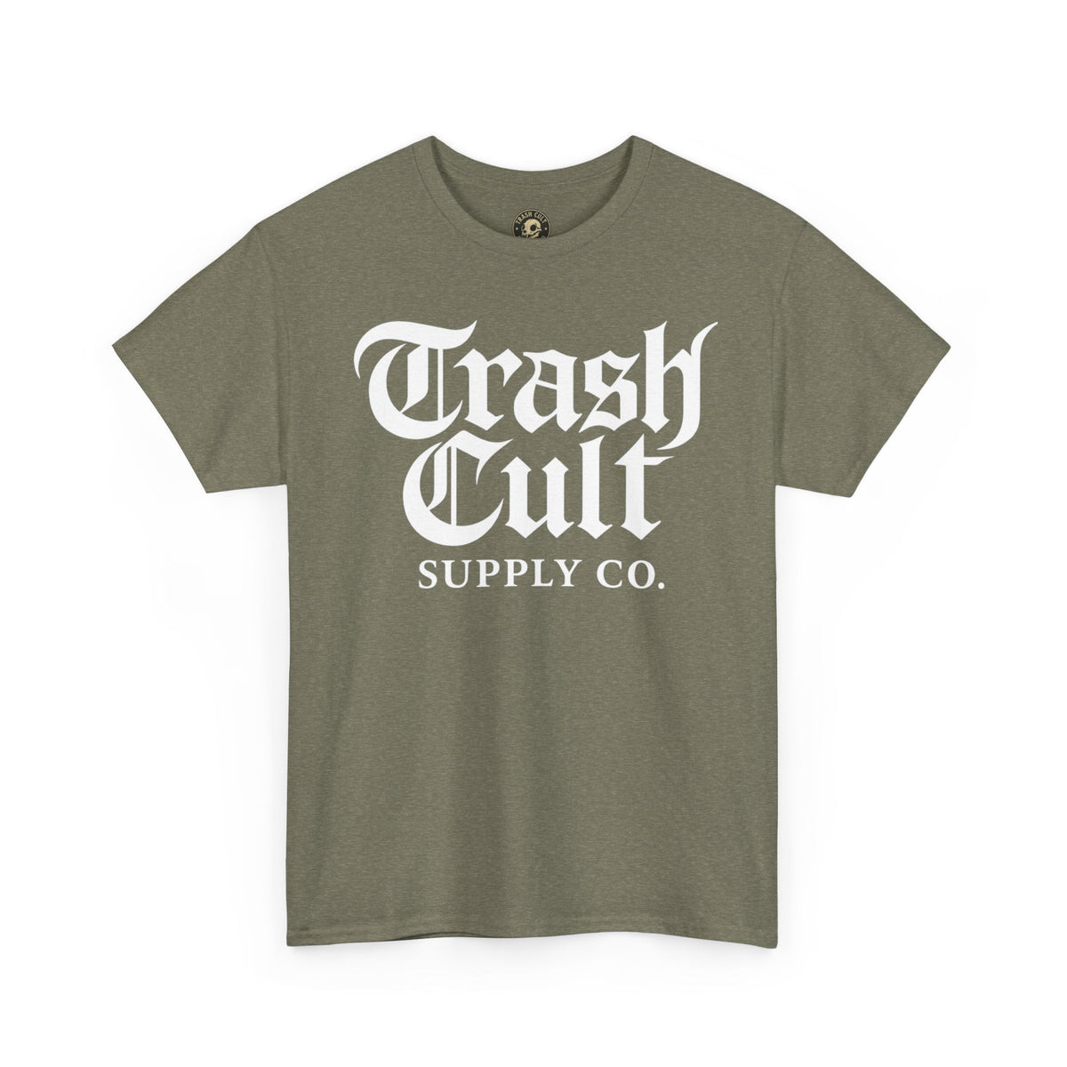 Trash Cult Gothic Logo Shirt – White Cyber Gothic Print on Gildan 5000
