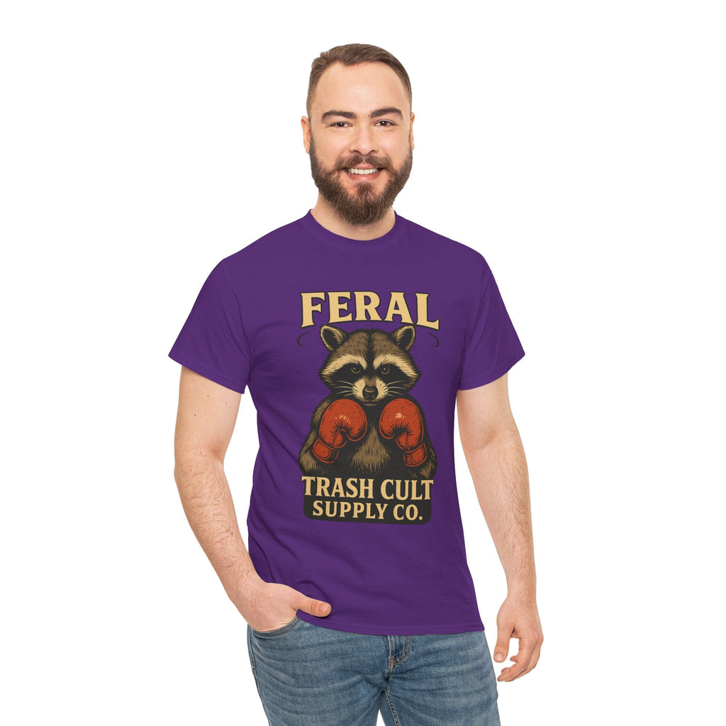 Feral Raccoon Tee - Unisex Heavy Cotton Tee, Cute Animal Shirt, Trendy Graphic Tee, Fun Gift for Animal Lovers, Casual Everyday Wear
