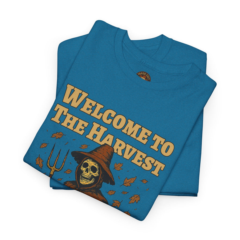 Eat the Rich Shirt – Welcome to the Harvest Skeleton Scarecrow Tee – Fall of Humanity Collection – Trash Cult Supply Co.