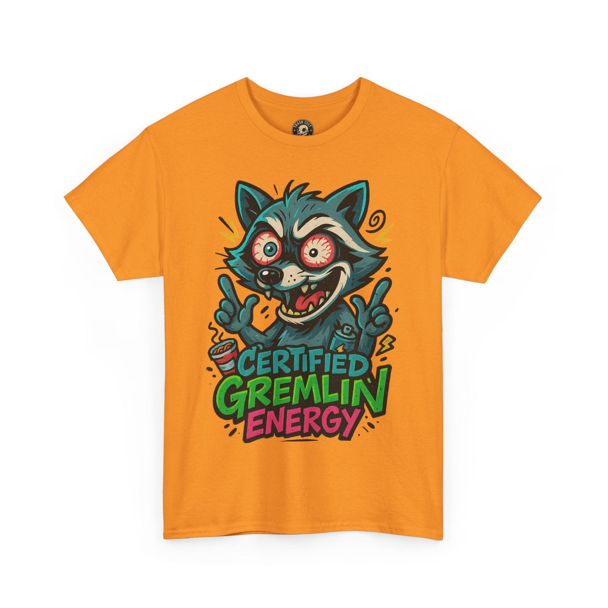 Certified Gremlin Energy Tee – ADHD Raccoon Shirt, Funny Unisex T-Shirt, Graffiti Style Gift for Goblins & Night Owls