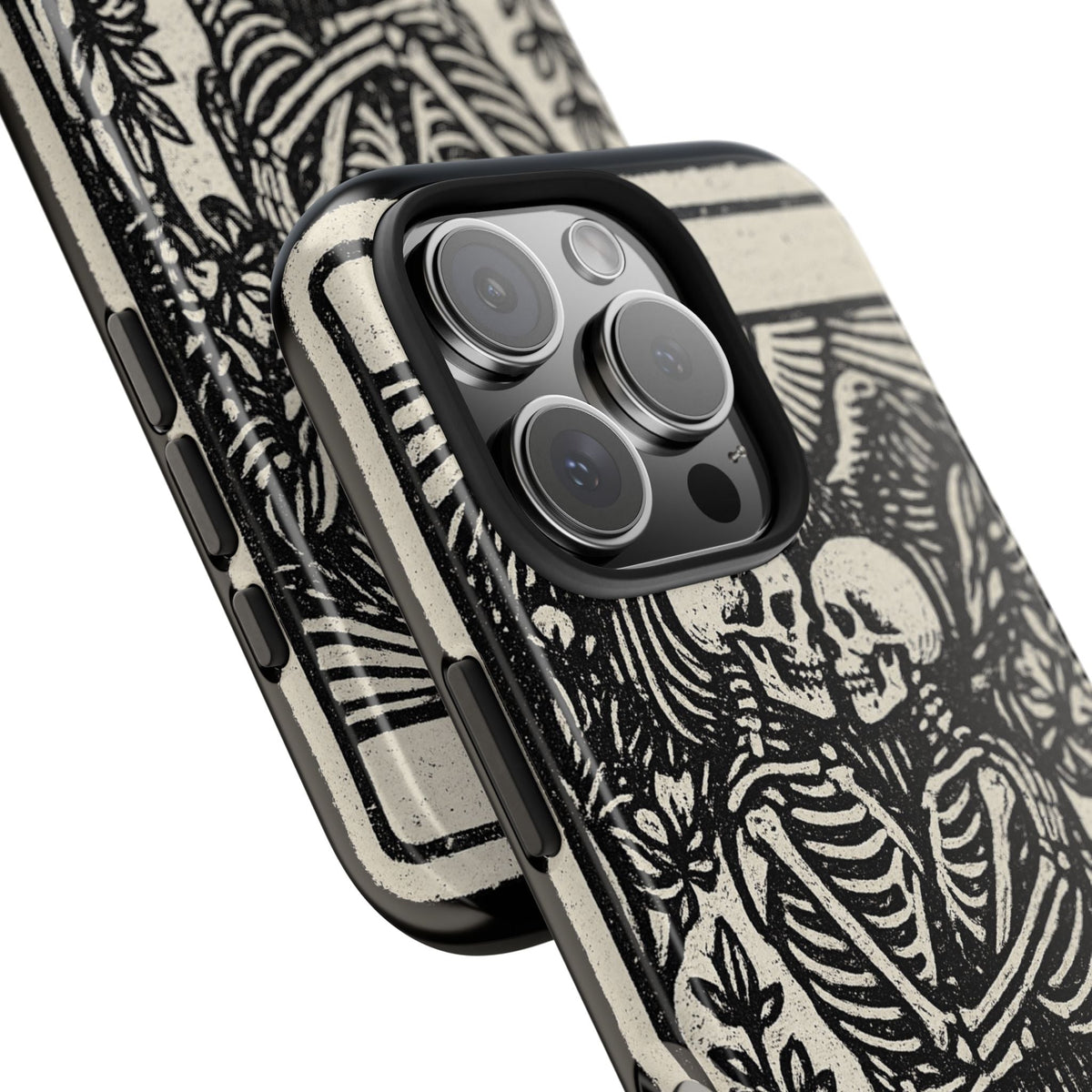 Tough Phone Case with Skeleton Lovers Design, Gothic Phone Cover, Unique Couples Gift, Halloween Accessory, Edgy Tech Design