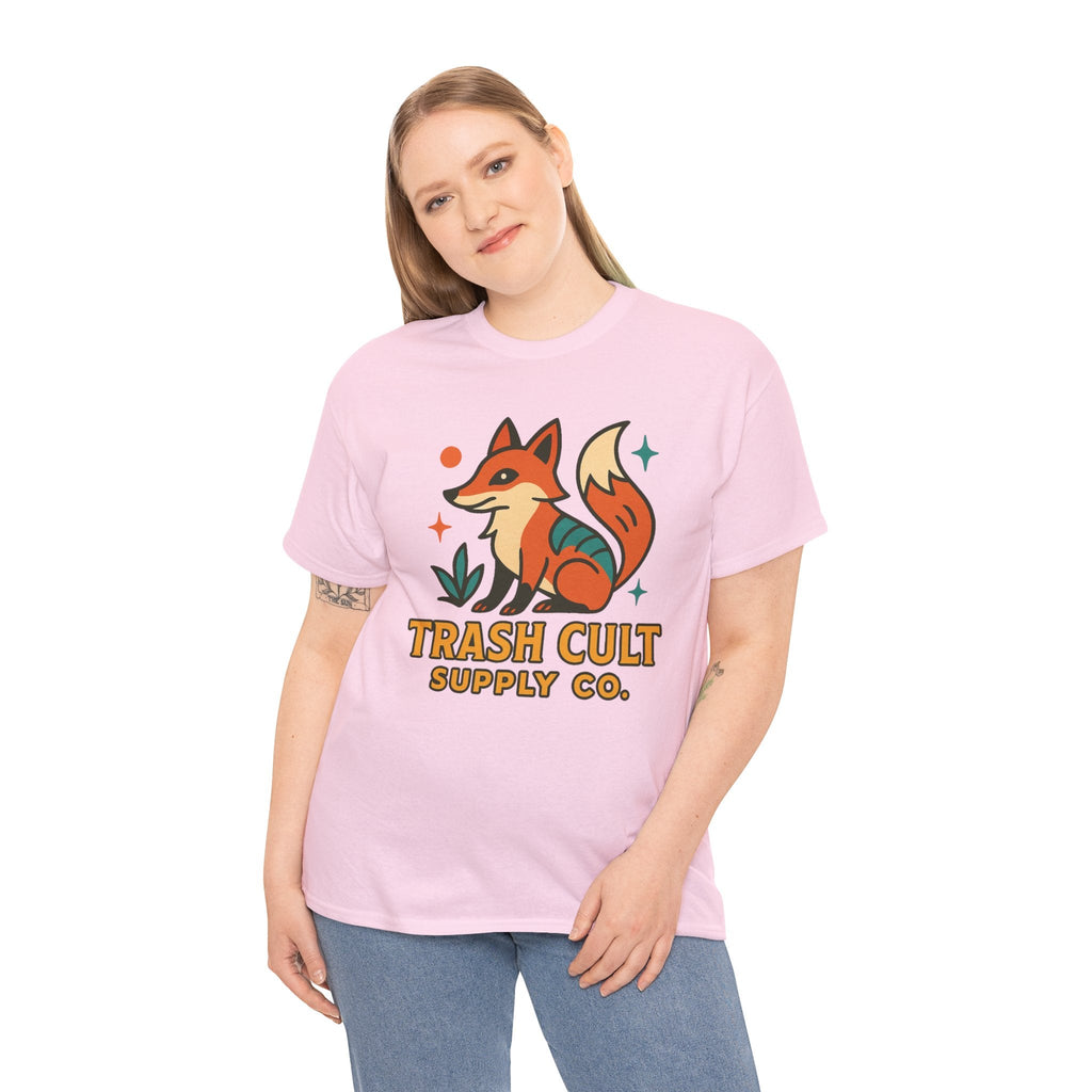 Trash Cult Fox Unisex Heavy Cotton Tee - Eco-Friendly Fashion Statement, Perfect for Nature Lovers, Casual Wear, Gifts, and Festivals