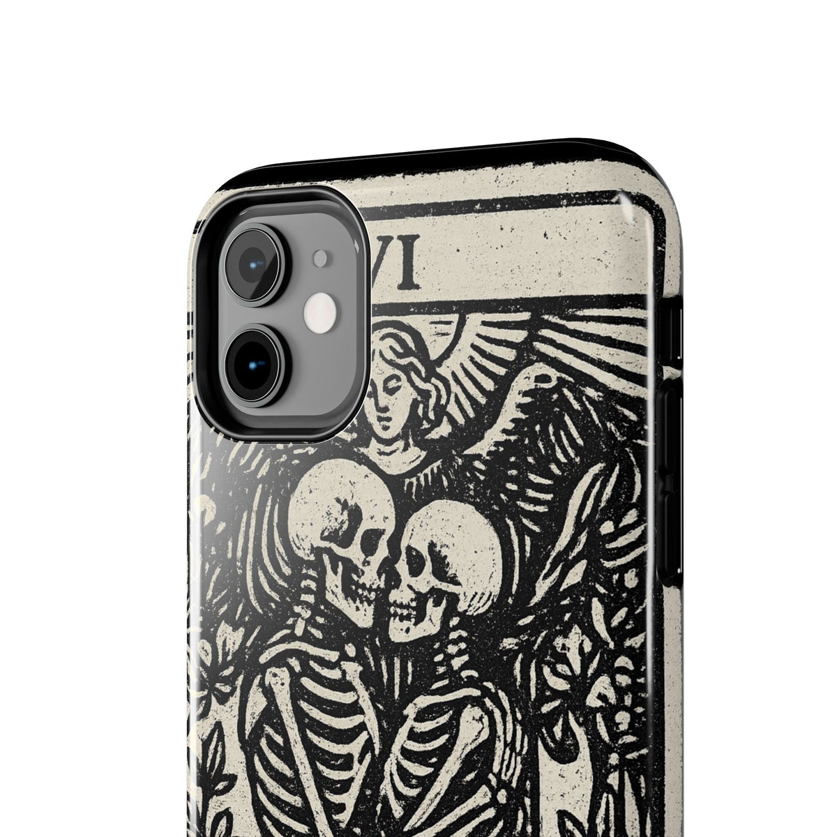 Tough Phone Case with Skeleton Lovers Design, Gothic Phone Cover, Unique Couples Gift, Halloween Accessory, Edgy Tech Design