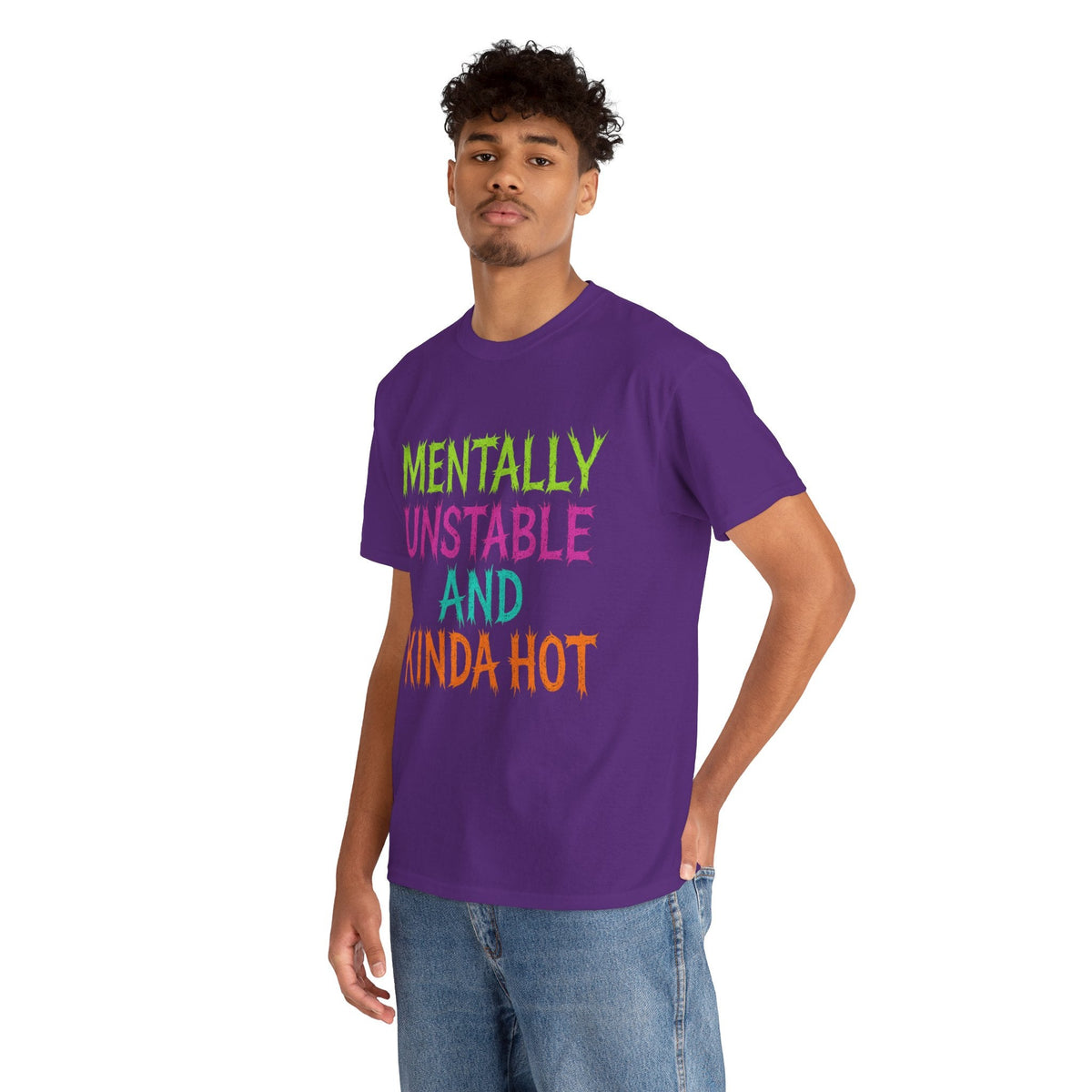 Mentally Unstable and Kinda Hot T-Shirt – Neon Trashcore Graphic Tee – Gildan 5000 Unisex Heavy Cotton