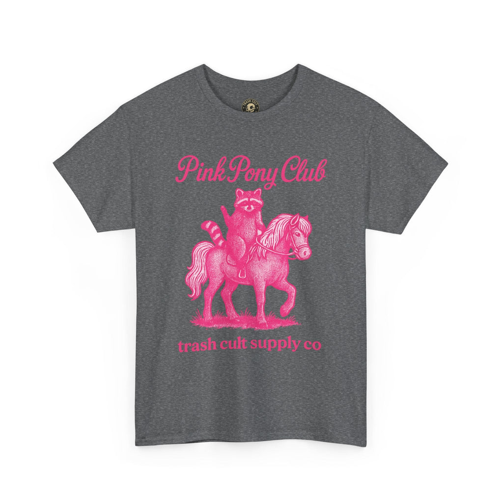 Pink Pony Club Raccoon Riding Pony Shirt – Vintage Hot Pink Halftone Tee by Trash Cult Supply Co
