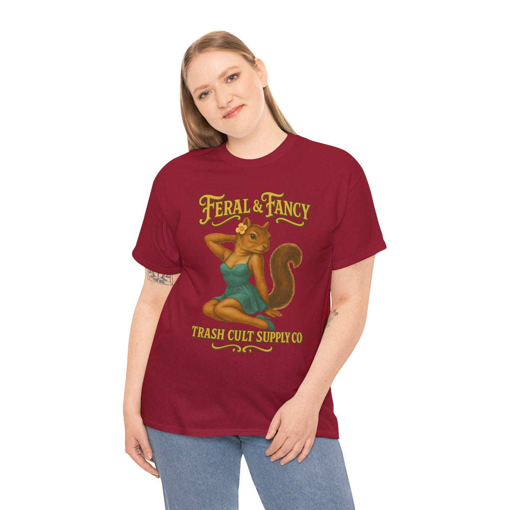 Feral & Fancy Pin-Up Squirrel Shirt – Vintage 1950s Style | Trash Cult Supply Co | Gildan 5000