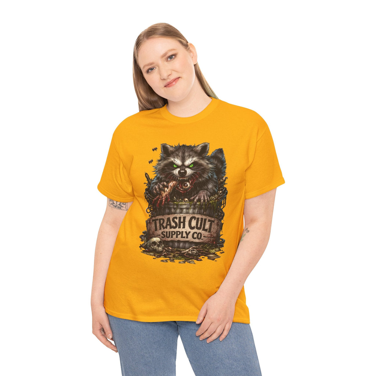 Raccoon 'Trash Cult Supply Co.' Graphic Tee — Vintage Grunge Animal Streetwear