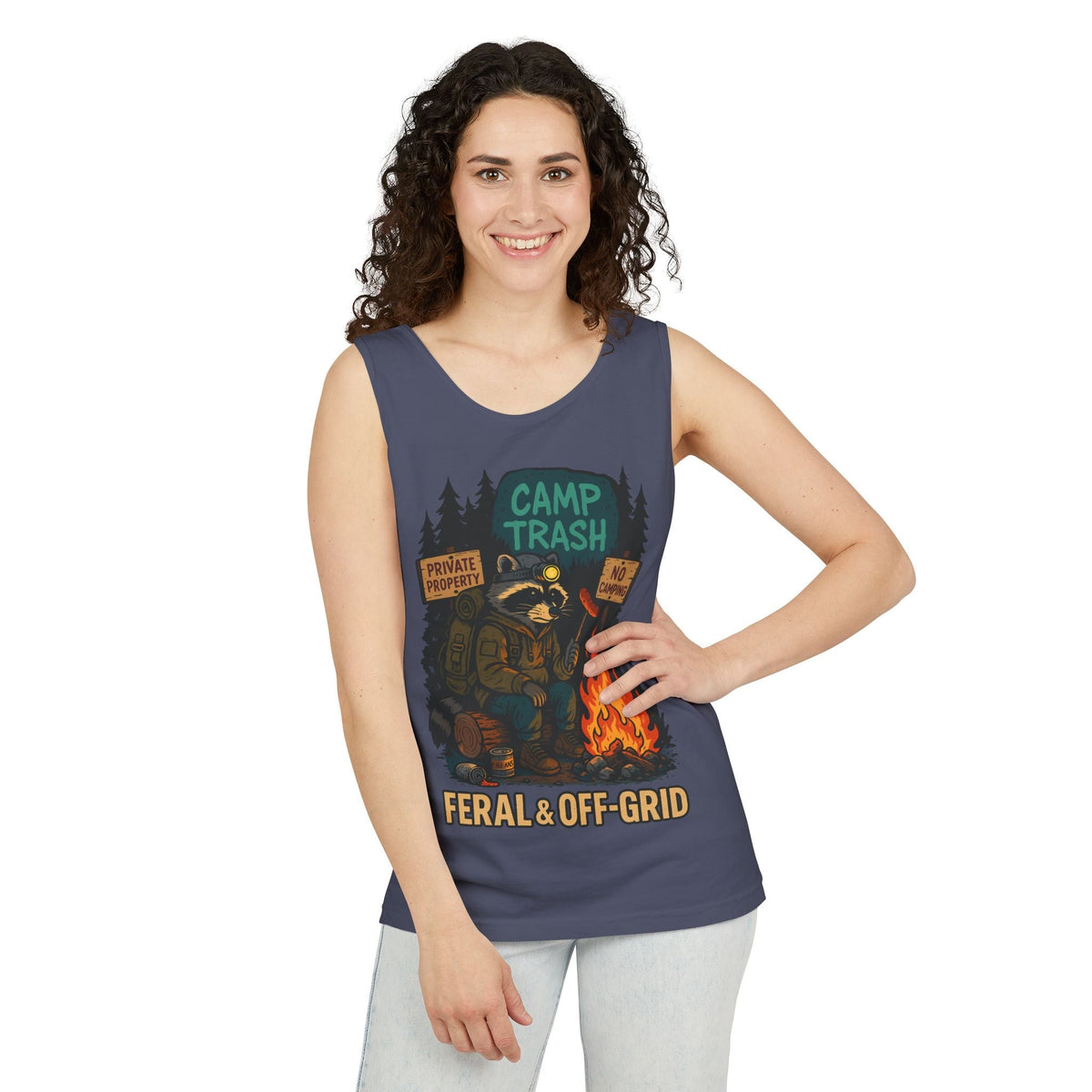 Camp Trash Raccoon Tank Top – Feral & Off-Grid Summer Shirt by Trash Cult