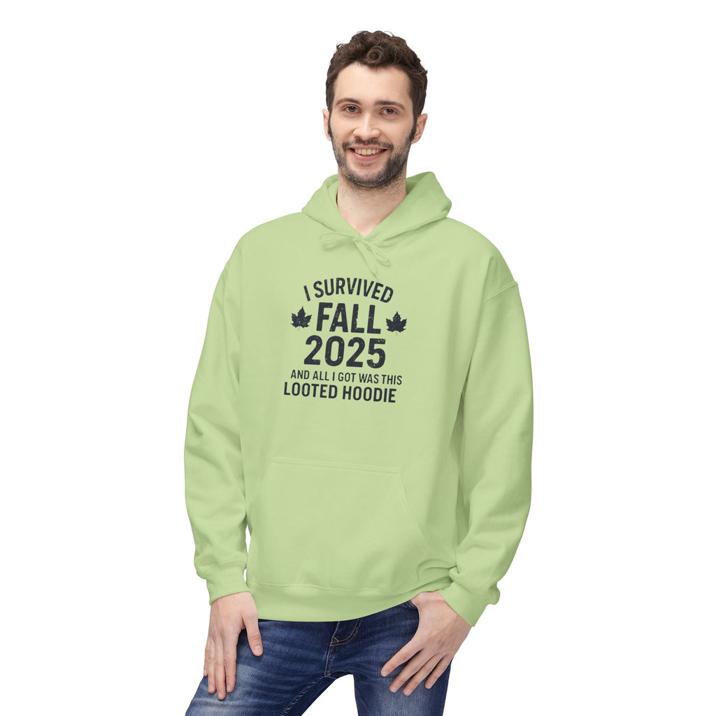 I Survived Fall 2025 Hoodie – Looted Hoodie Meme Sweatshirt – Fall of Humanity Collection – Trash Cult Supply Co.