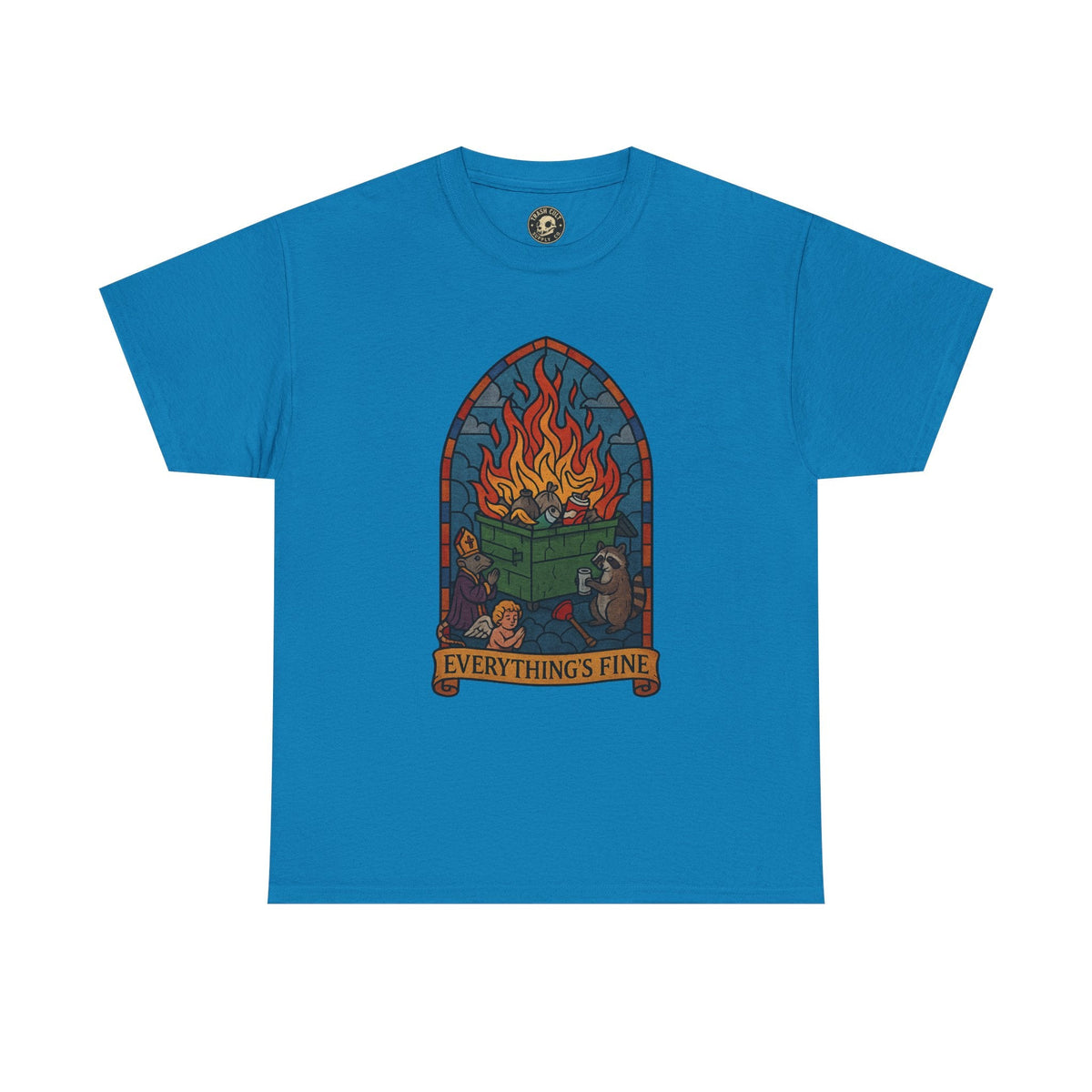 "Everything's Fine" Unisex Heavy Cotton Tee - Casual Wear, Gift for Friends, Home Decor, Everyday Style, Relaxed Fit