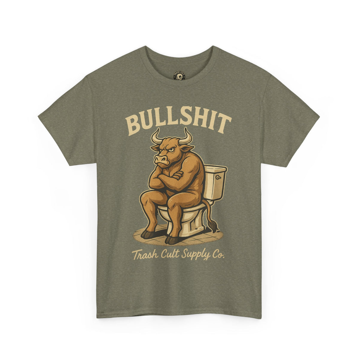 “BULLSHIT” Angry Bull Toilet Tee – Trash Cult Supply Co. | Gildan 5000 T-Shirt