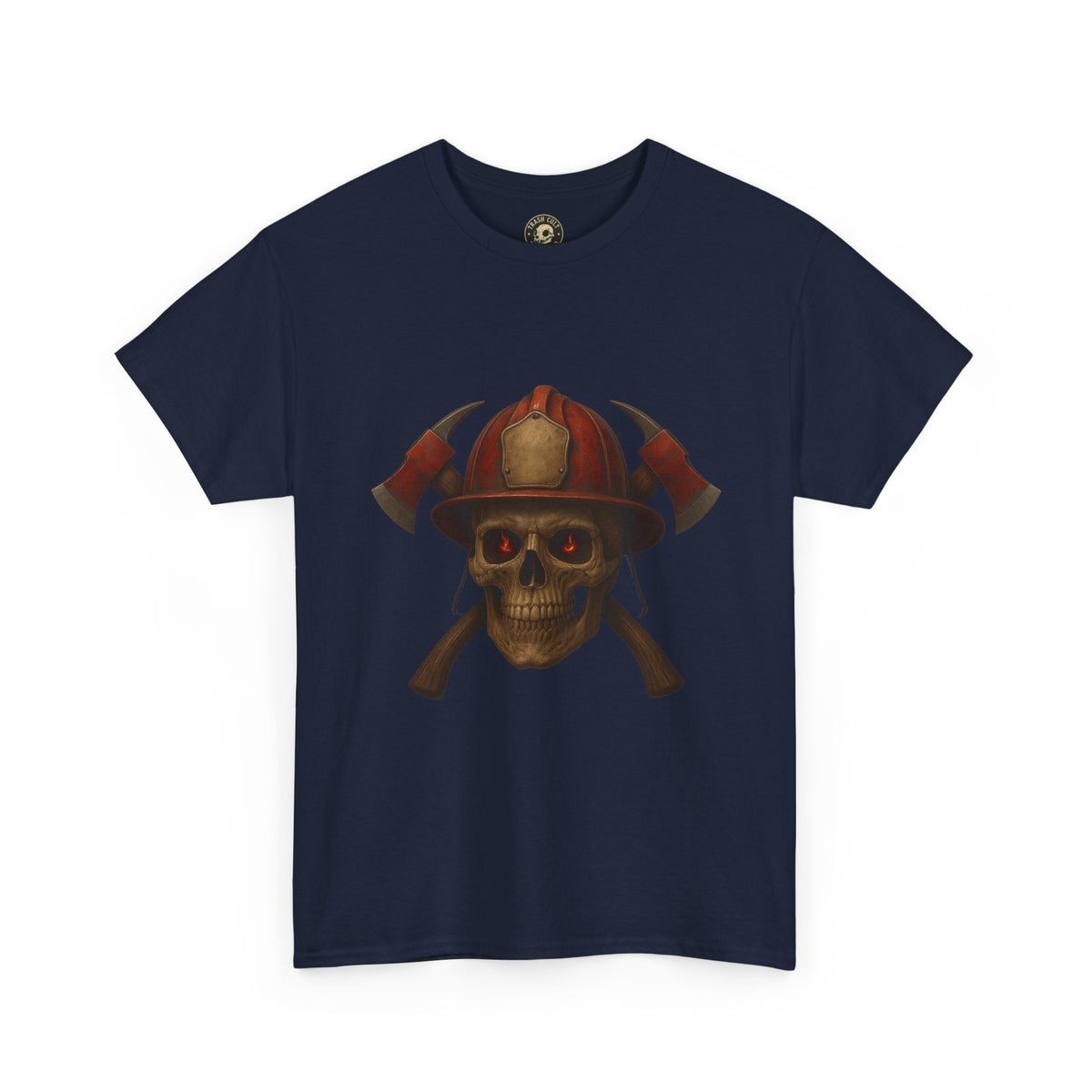 Skull Firefighter Tee, Unisex Heavy Cotton Shirt, Firefighter Gift, Halloween Costume T-Shirt, Unique Graphic Tee, Casual Wear