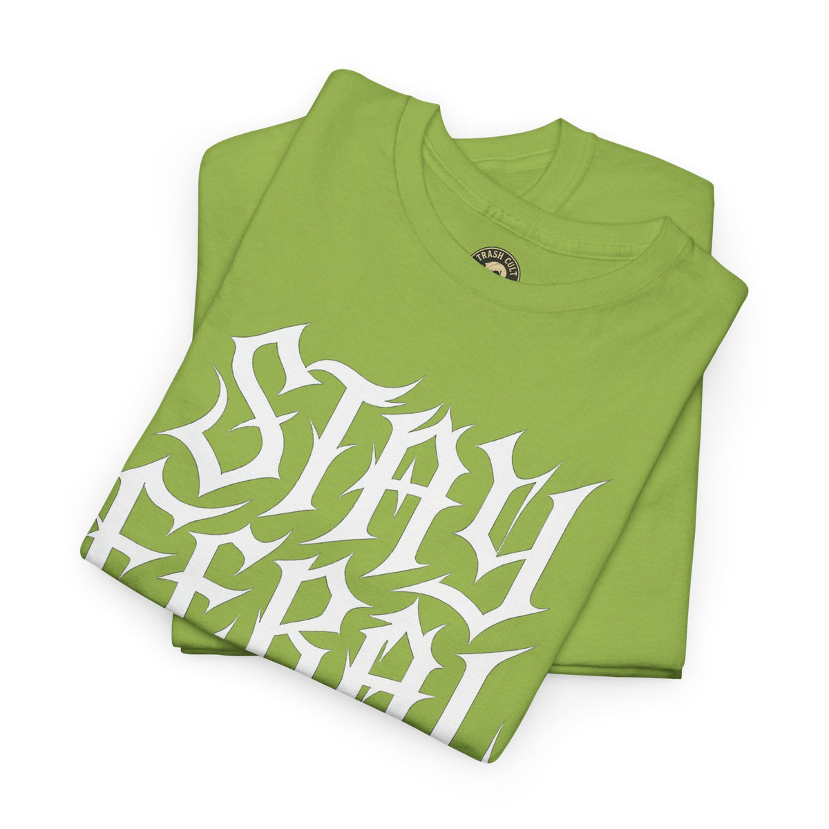 Unisex Heavy Cotton Tee - Stay Feral Graphic Tee, Streetwear Shirt, Gift for Wild Spirits, Eco-Friendly Casualwear, Summer Fashion